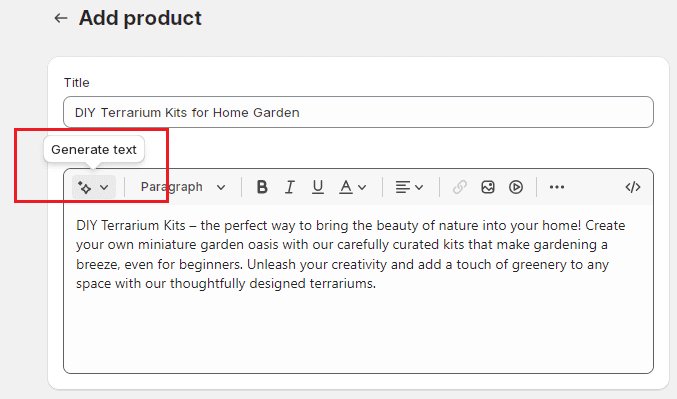 Use Shopify AI Tool (Shopify's Magic) For Product Descriptions