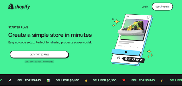 Shopify Starter Plan Page