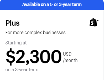 Shopify Plus Pricing Plan